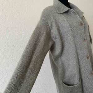 Vintage Anne Klein Cardigan / Knitted Mohair / Size M / Dark Grey Heather